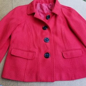 Red Tweed Tailored Small Pea Coat Jacket Blazer